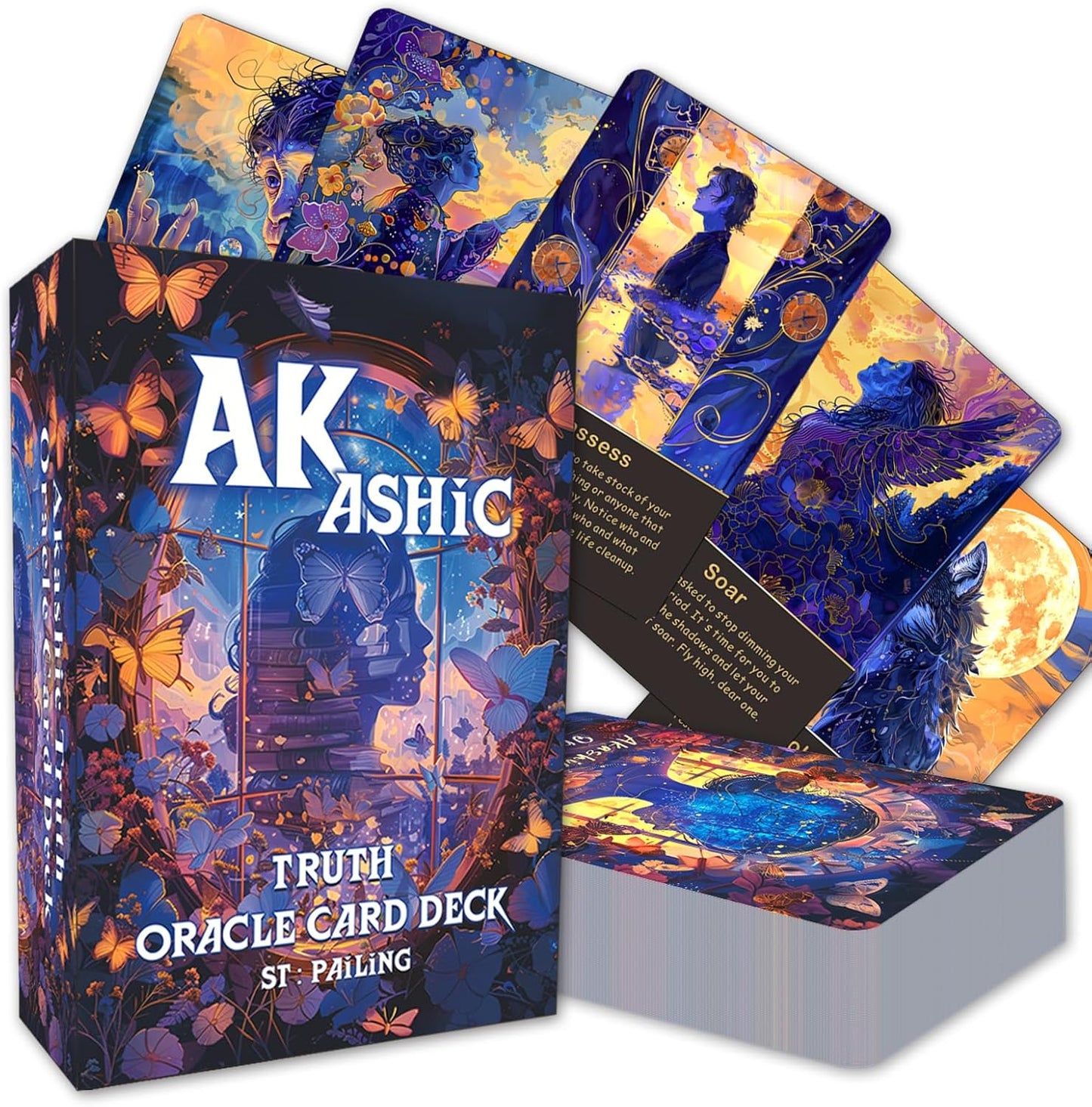 Akashic Oracle Cards, Oracle Cards and tarot cards for Beginners, Energy Healing Oracle Cards, 75 Oracle Cards to Reveal Soul's Truth, Clear Karmic Influences.